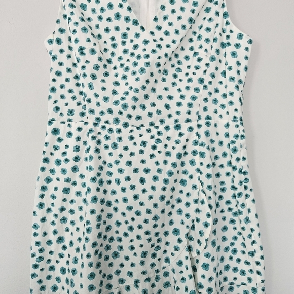 Rebecca Taylor Emerald Daisy Floral Print Dress 6 Flounce Ruffle Hem Sleeveless - Picture 4 of 10